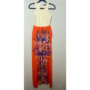 Bebe Tropical Maxi Dress with high low cut. Size Small. Gently Used.